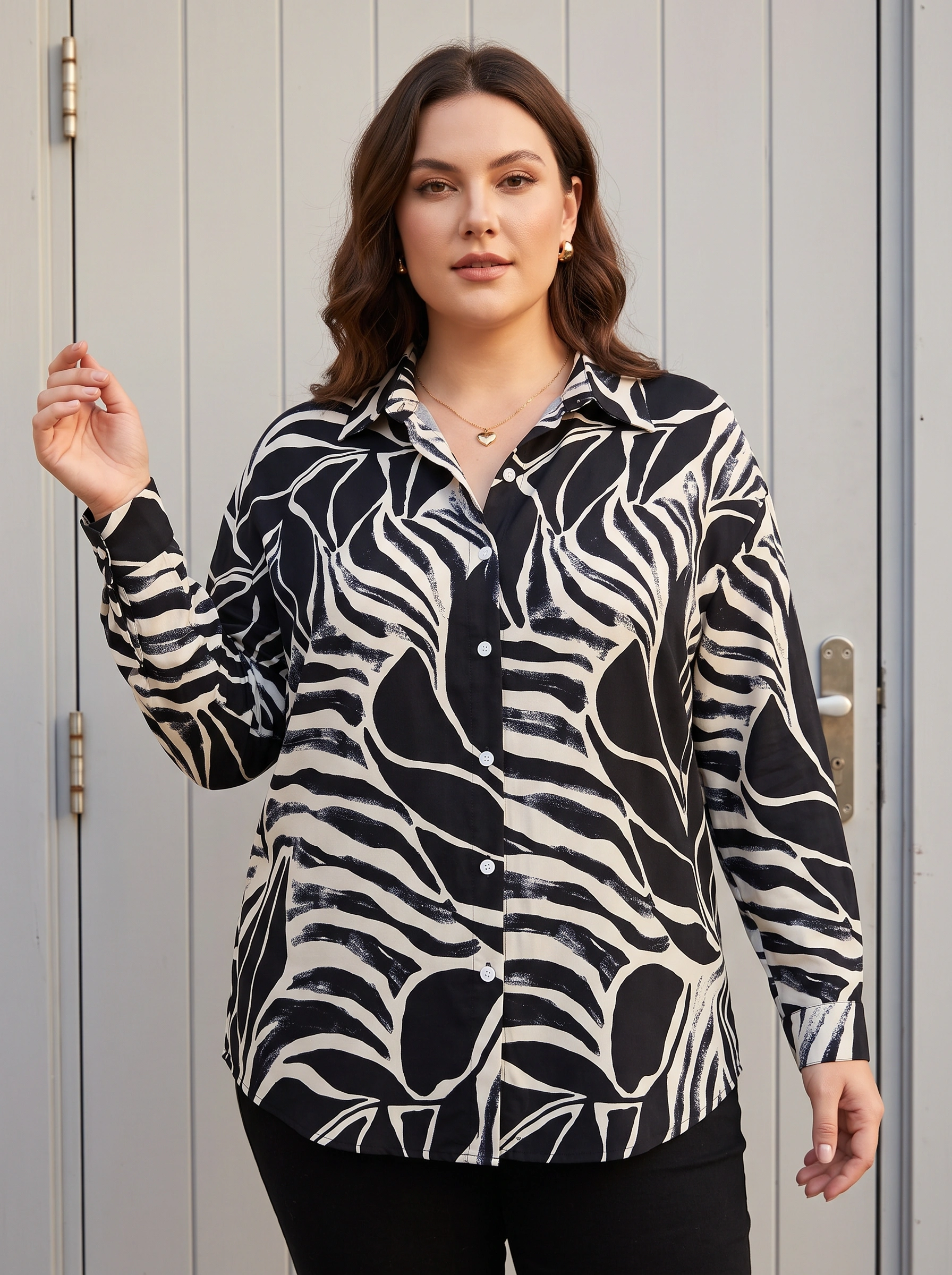 Πουκάμισο Μεγάλα Μεγέθη Animal Print Μακρυμάνικο Γυναικείο Πουκάμισο μεγάλα μεγέθη με animal print - γυναικείο μακρυμάνικο πουκάμισο